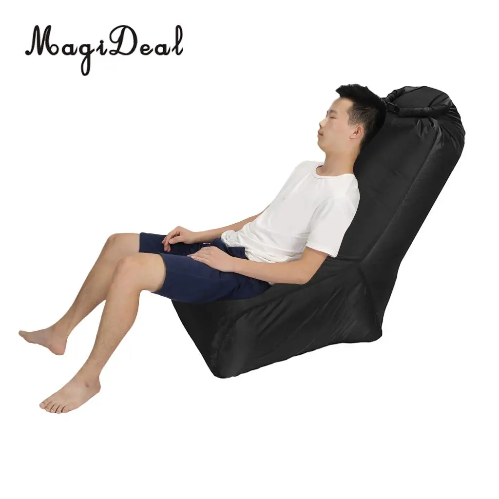 MagiDeal Inflating Beach Camping Lounger Back Pillow Chair Air Bed Lazy Sofa Black