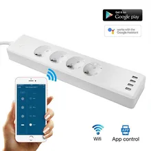 Tuya Smart EU WiFi сетевой фильтр, сетевой фильтр с 4 USB и 4 Smart Plug, совместим с Alexa Google Home Nest