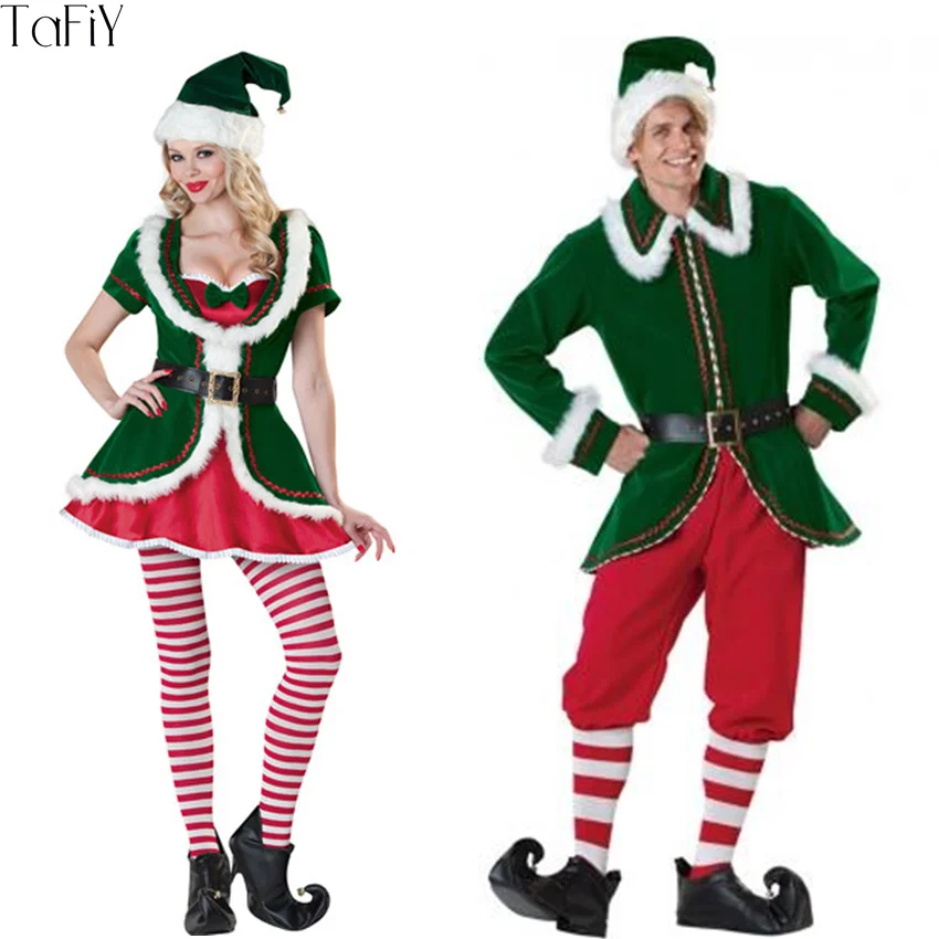

TaFiY Brand New Green Christmas Clown Costume Men Women Halloween Costume Fancy Dress Christmas Cosplay Party Costume For Adults