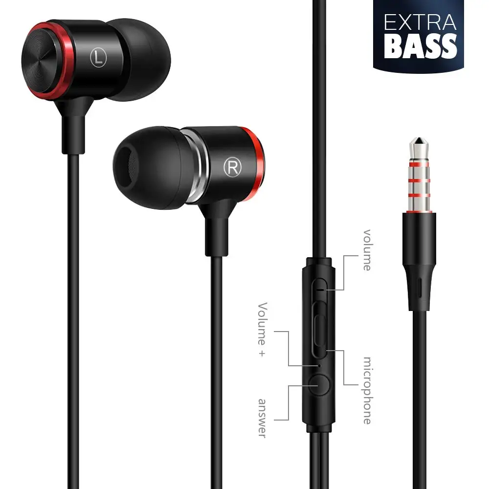 Metal in ear headphones earphones with Remote Mic for Android Mobile Phone MP3