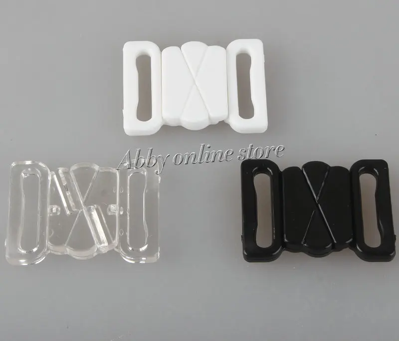 30 BIKINI CLIPS HOOK & SNAP PLASTIC CLASPS 18mm STRAP BRA FASTENER SWIMWEAR