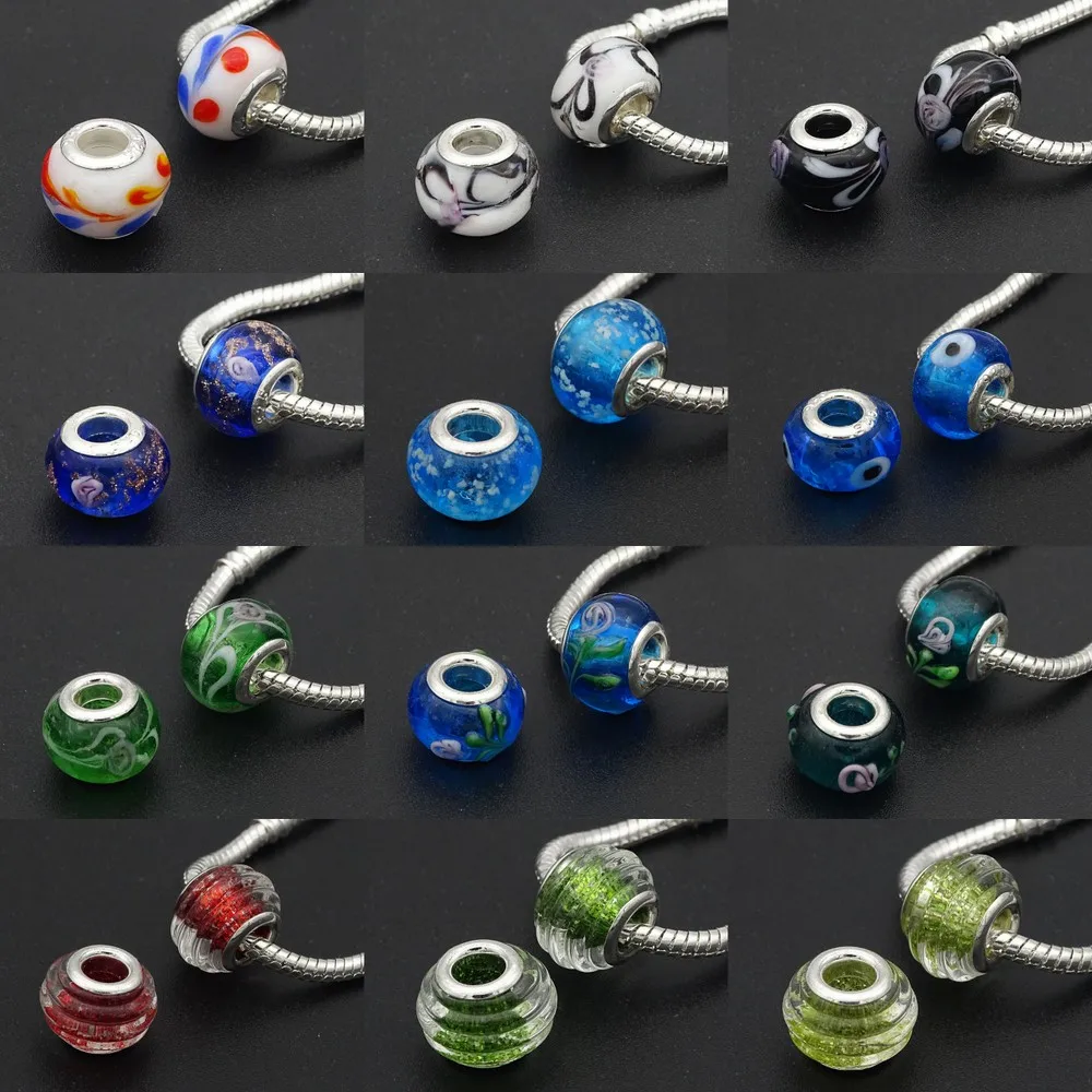 

10Pcs/Lot Multi Color DIY Round Loose Resin Plastic Beads Charms Big Hole Available for Pandora European Jewelry Bracelet Bangle