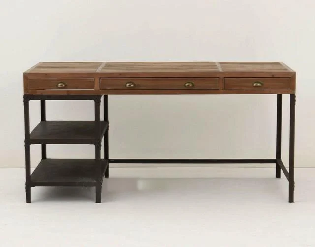 Vintage Wrought Iron Wood Computer Desk Desk Ikea Bookcase