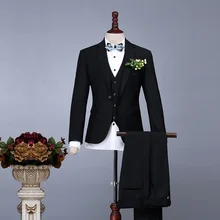 Высококачественные черные/фиолетовые строгий костюм с длинными рукавами на одной пуговице, деловые костюмы для свадебной вечеринки