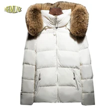 Зимнее Новое модное женское пальто для отдыха, большие размеры, толстое теплое хлопковое пальто с капюшоном, чистый цвет, тонкая куртка с меховым воротником, G2309