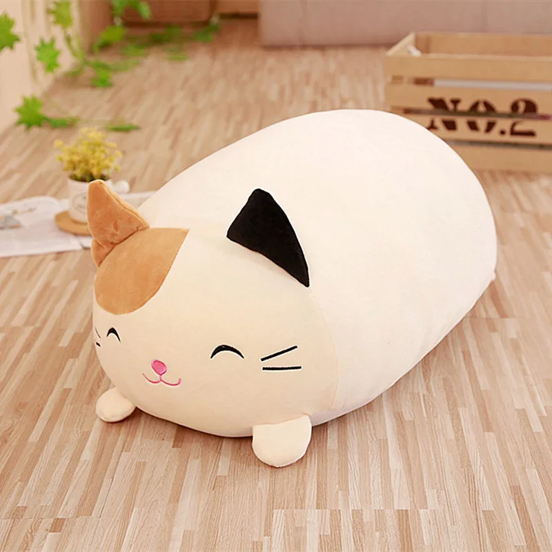 cat plush pillow Новинка, мягкая мультяшная подушка в виде животных, милая толстая собака, кошка, Тоторо, пингвин, Свинка лягушка, плюшевая игрушка, плюшевая игрушка, подарок на день рождения для детей - Цвет: cat plush pillow