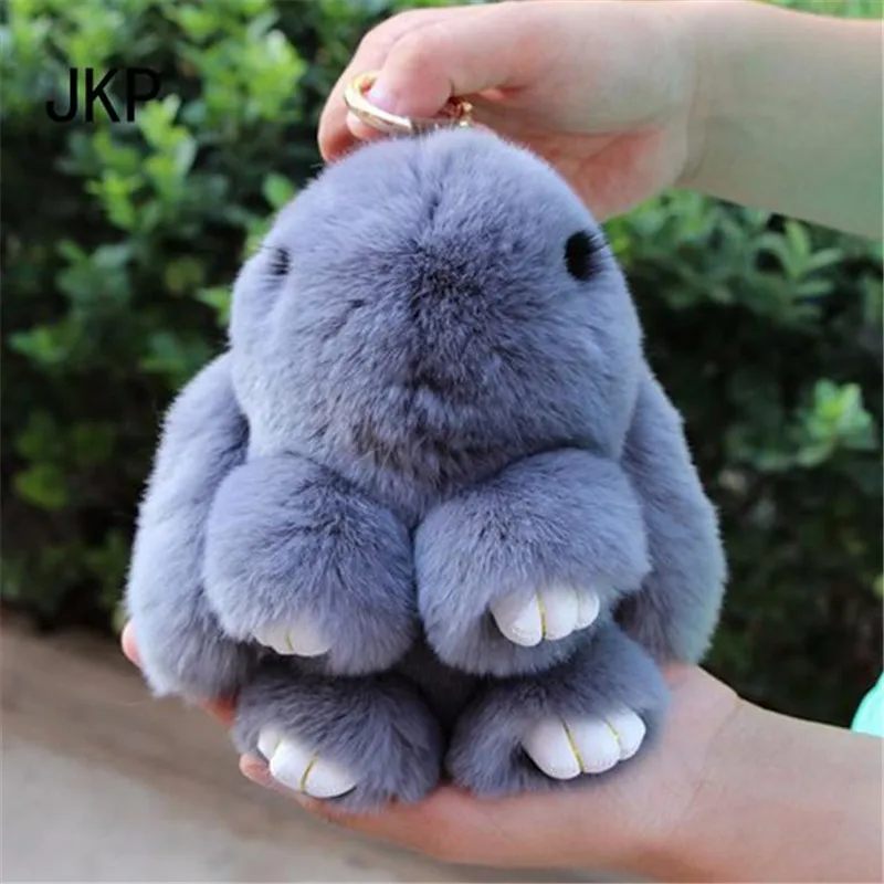 100% Real Genuine Rex rabbit Furs Keychain Pendant Bag Car Charm Tag Cute Mini Rabbit Toy Doll Real Fur Monster Keychains