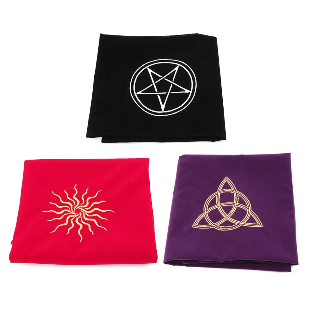 60*60 см бархатная скатерть Таро алтарь Wicca Pentacle Sun вышивка настольная