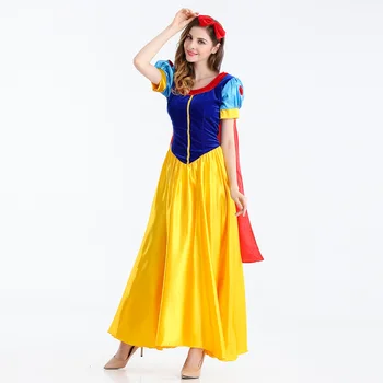 

Snow White Costume Anime Princess Dress Adult Halloween Party Cosplay Fancy Clothes with Cape Hairband for Women S-2XL Dress