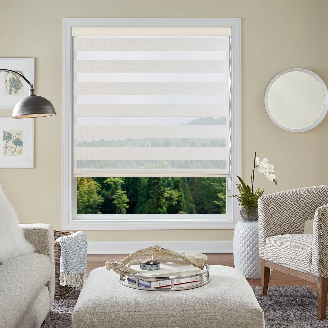 

Hemp Elegant Adjustable Sunlight Home Valance Dual Roller Blinds Zebra Blinds Customized Blinds