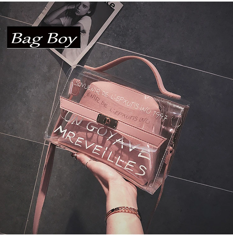 

Bagboy Letter Mini Messenger Bag,Purses And Handbags,Transparent Lock Hand Bag.Party Shoulder Crossbody Bag For Women,Handbags