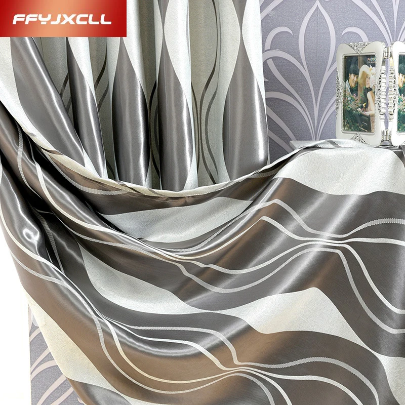 

Striped Jacquard 4 Color Curtains For living Room Bedroom Blackout Curtains Window Treatment Drapes Home Decor