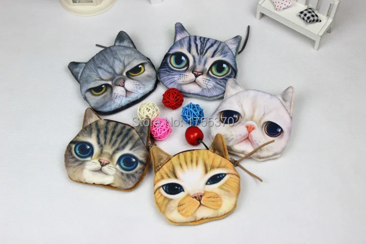 

Cute Cat Shape Plush Coin Purse Mobile Phone Bag Mini Portable Wallet