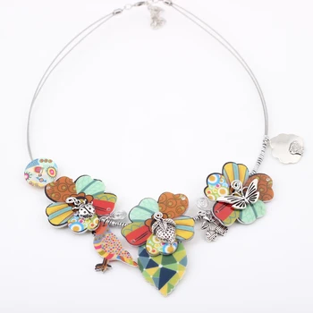 

Bonsny Parrot New 2016 fish flower Spring style leaf necklace fashion necklace & pendant for girls woman lovely chain necklace