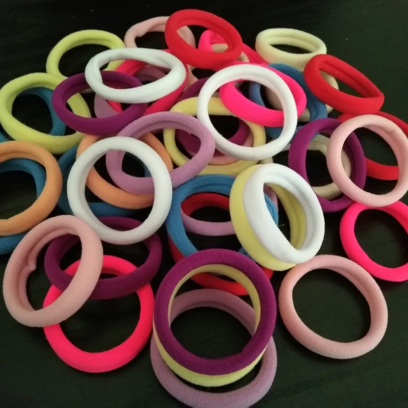 

50pcs/pack, mix 10colors, 4.5cm diameter Elastic nylon wemon Hair rubber Band holder ties Hair Accessories