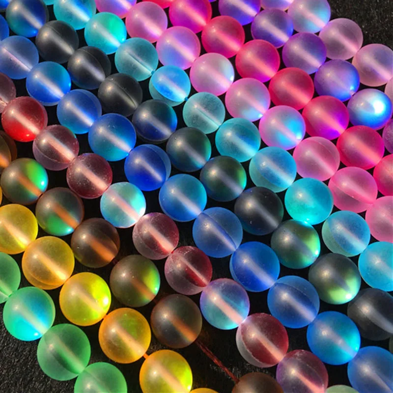 

Natural Blink Stone Beads 6 Color Matte Shining Crystal Loose Bead For Flash Rainbow Moonstone Beads for DIY Jewelry Making