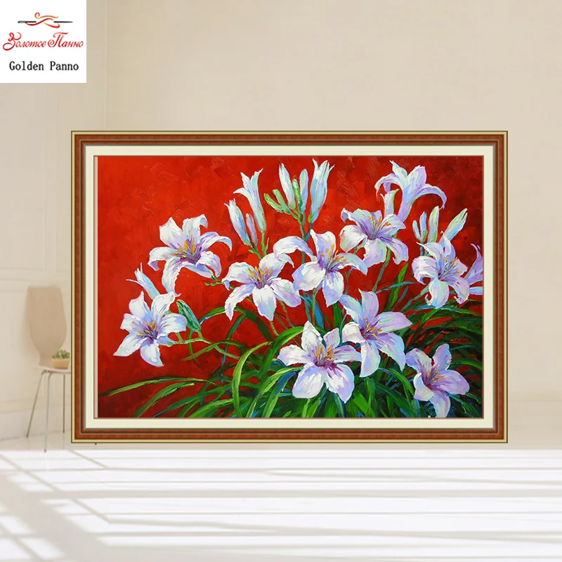 

Needlework , DIY DMC 11CT printed Cross stitch, Sets For Embroidery kits, beautiful flower home Pattern Counted Cross-Stitching