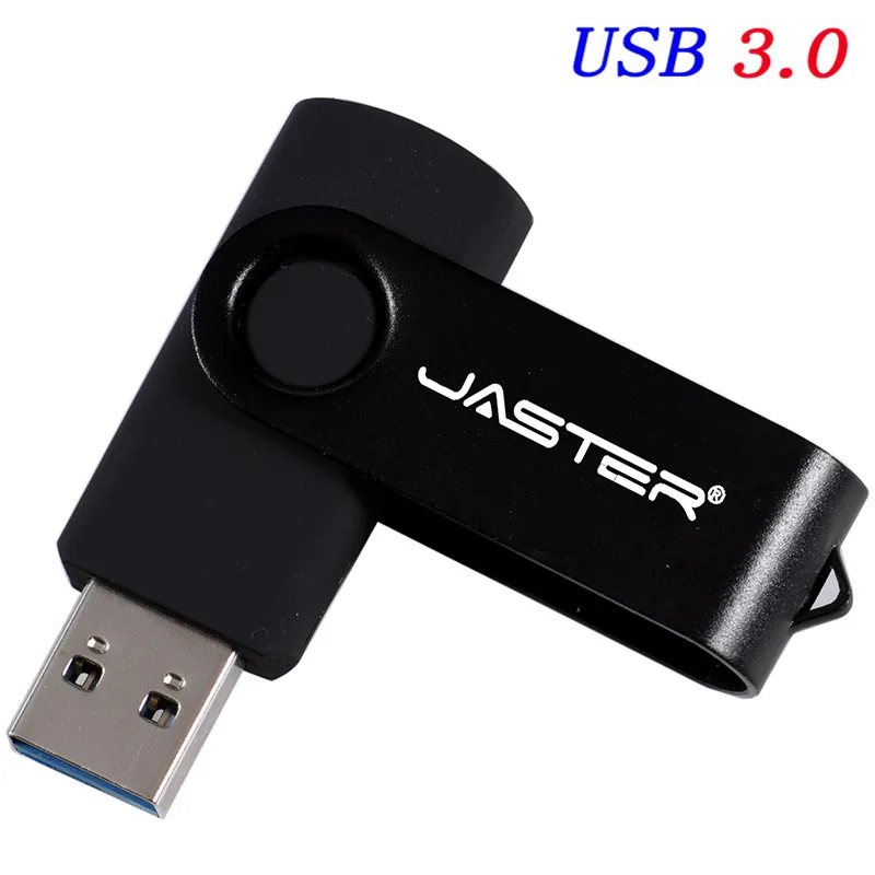 JASTER высокоскоростной флеш-накопитель USB 3,0 128GB 256GB Roation Pendrive USB3.0 флеш-накопитель 64GB 32GB 16GB металлический u-диск - Цвет: Black