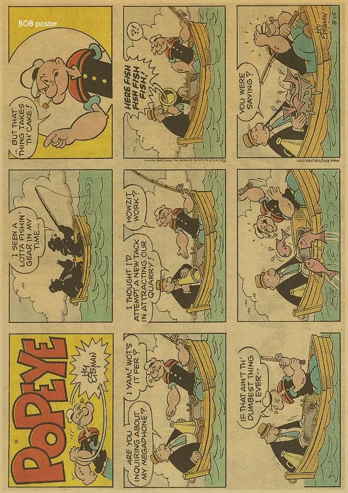 Popeye в морском стиле с Betty Boop плакат/Ретро Постер Мультфильма фильма/крафт-бумаги/ретро постер/детская комната, декоративный светильник