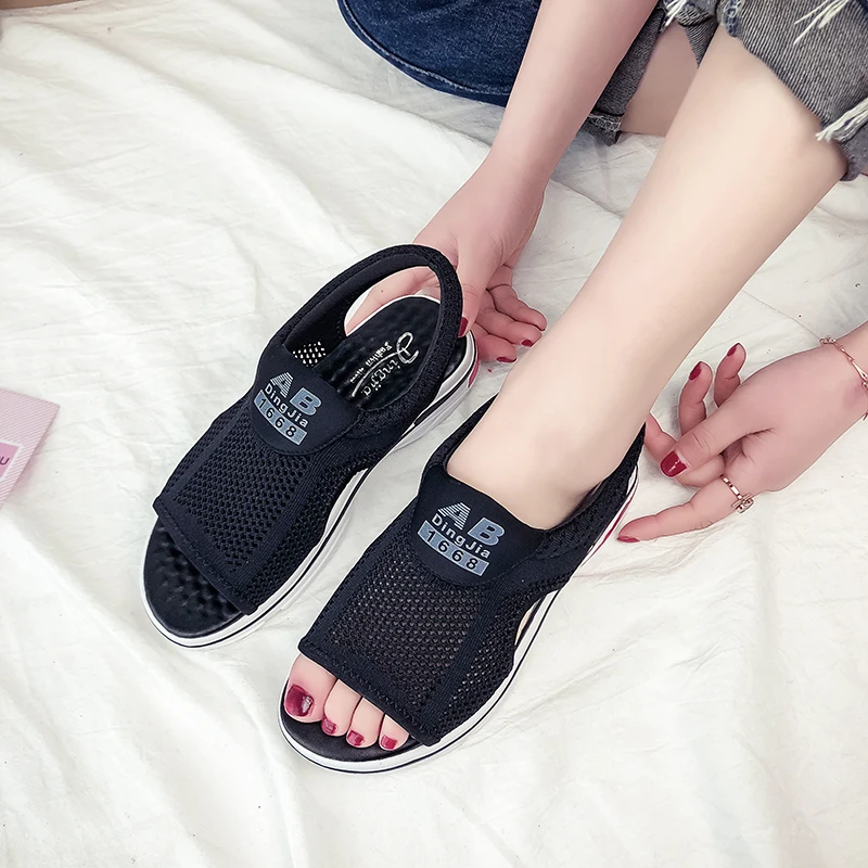 flats Women Sandals 2019 Comfortable Breathable Mesh Non-slip Ladies Casual Walking Summer Beach Sandals Shoes women mujer #962