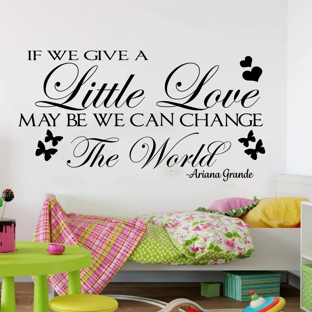 Ariana Grande If You Give A Little Love Lyric Wall Sticker Girl Room Music Super Star Quote Wall Decal Bedroom Kids Room Vinyl (4)
