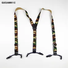 Армейский веер Новые камуфляжные подтяжки 6 черная пряжка черные Ретро эластичные модные черные кожаные аксессуары 3 см широкий ремень