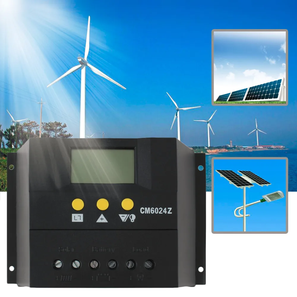 

1 pc Intelligent PWM charge mode PY6024Z 60A 12-24V Solar Regulator Solar Charge Controller LCD Solar Genetator Voltage Control