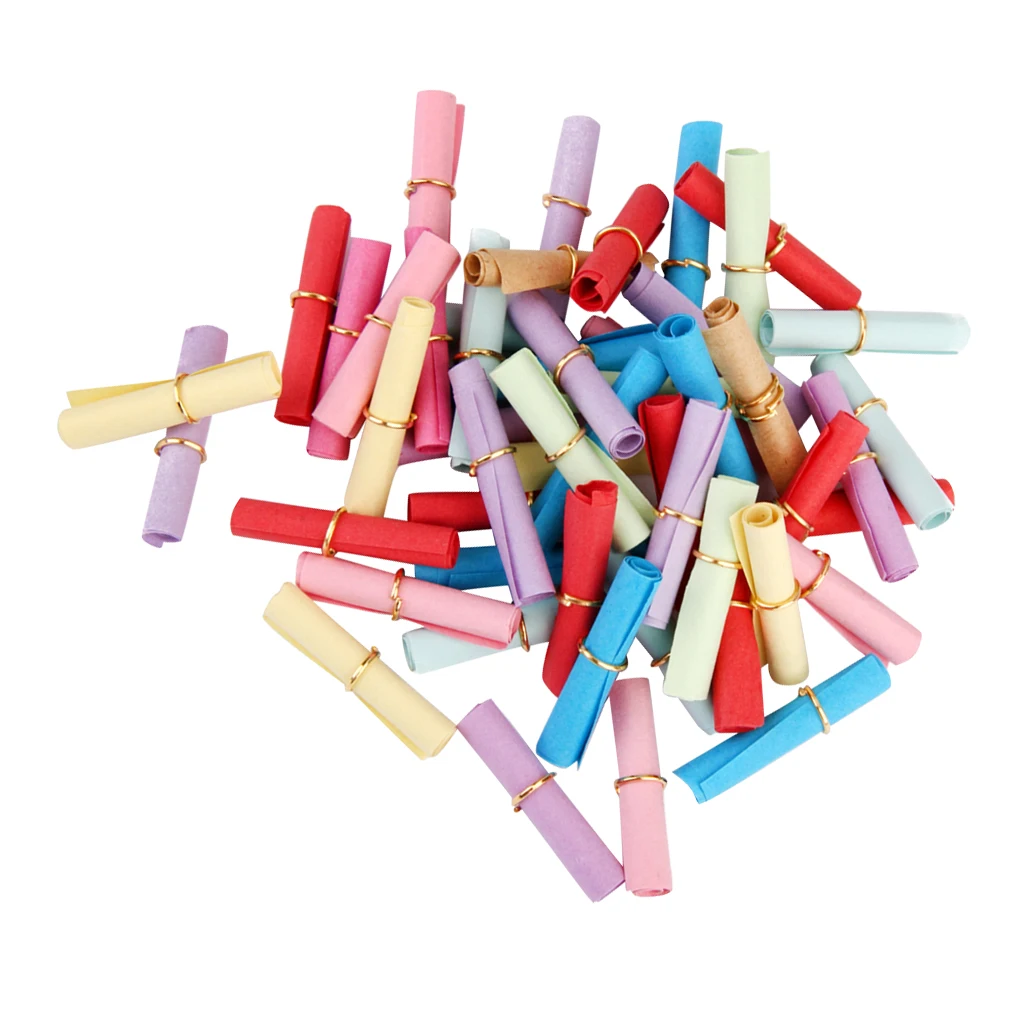 50 pcs Colorful Wishing Scrolls Paper Mixed Color DIY Handmade Scrapbooking Cards Gift Craft Decoration 6x2.5cm 