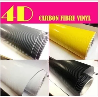 

5Free shipping 4D Black Carbon Fiber Textured Vinyl with Bubble Free Air Release car sticker four colors car styling