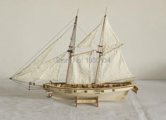 1:100 Scale Wooden Sailboat Halcon 1840 Model Ship life boat Brass 