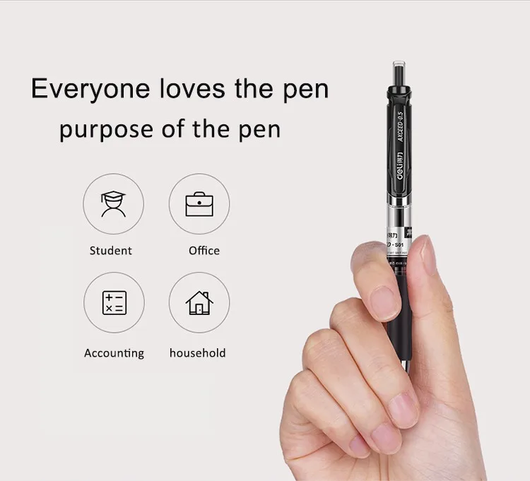 3 шт 0,5 мм гелевые чернильные ручки для прессования черного, красного, синего цвета, 3 цвета, для школьников, для деловых подписей, ручка для учителя, корректирующая Deli S01