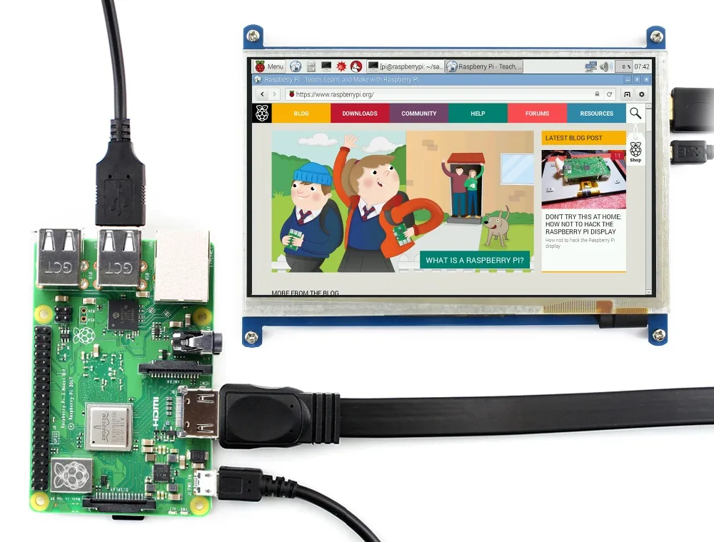 7 дюймовый емкостный сенсорный ЖК экран Waveshare 800*480 типа B для Raspberry Pi BB черный