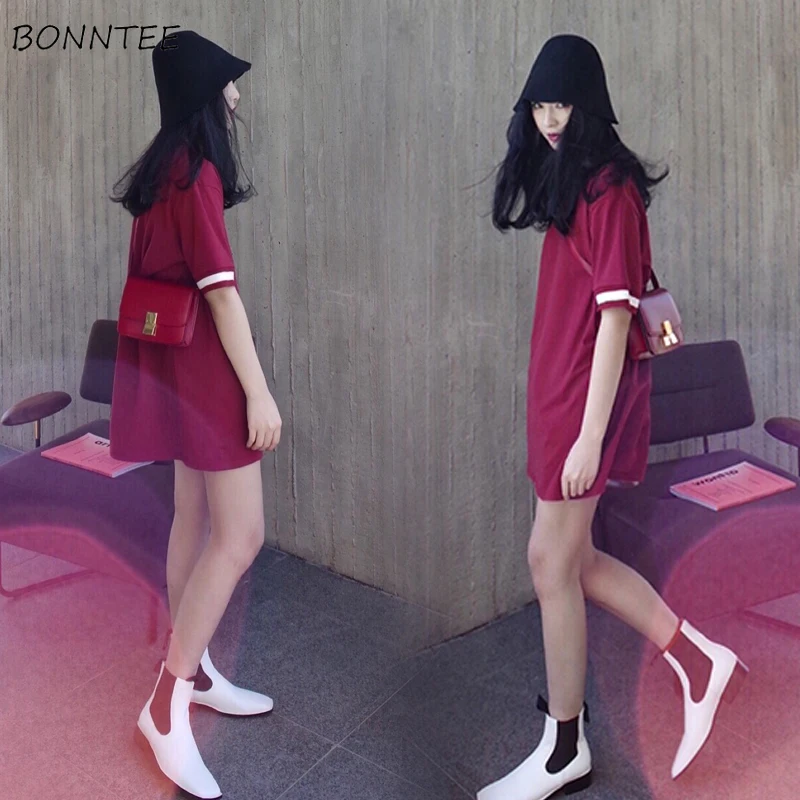 

T-shirts Women Trendy Red Leisure High Quality Large Size All-match Korean Style Womens Harajuku Soft Students Summer Clothing