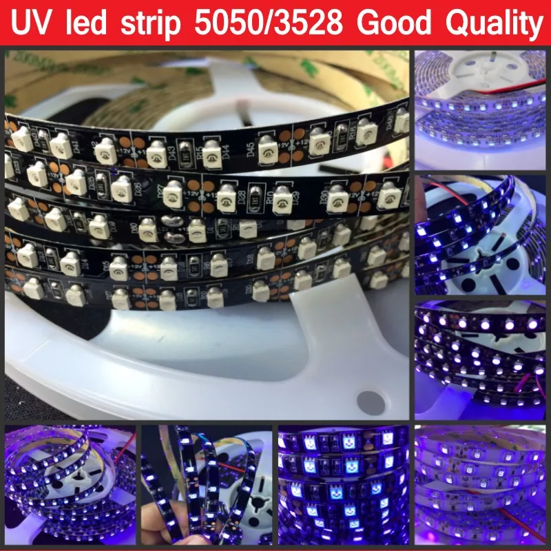 5m 395nm Uv Ultraviolet Led Strip 5050 3528 Smd Purple 60ledsm 120leds