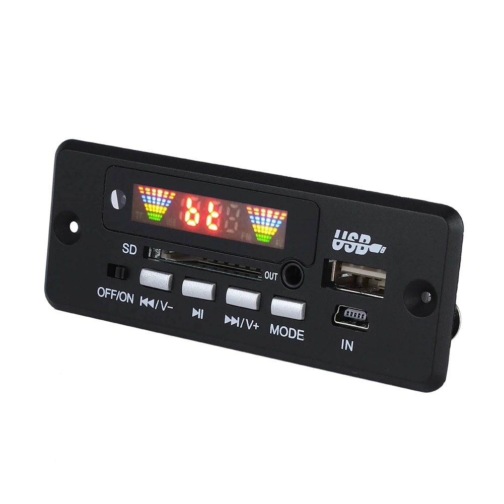 

MP3 Decoder Board Car Vehicle Hands-Free Call BT Decoder Boards Black With Cable And Remote Control