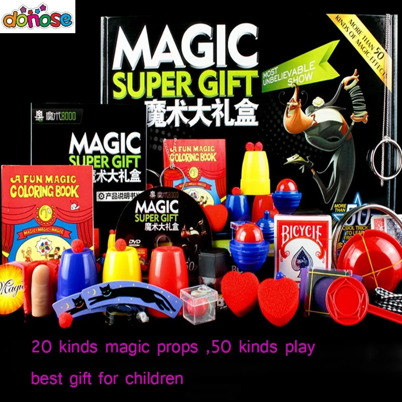 

Magic Trick Set kit 50 Kinds Magic Play with DVD Teaching Professional Magie Prop Gimick Card children magic gift Puzzle Toy