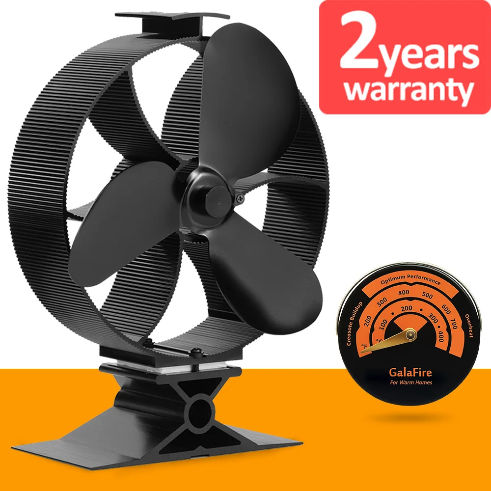 

[ 2 Years Warranty ] Large Airflow Fuel Cost Saving Heat Powered Log Burner Stove Fan Ecofan Wood Stove Fan with Thermometer