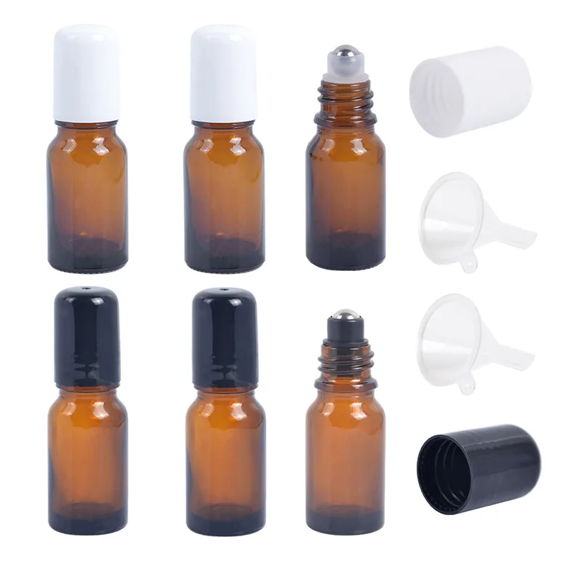 

MUB - 10ml & 30ml Portable Empty Roller Ball Bottle For Traveler Mini Refillable Essential Oils Amber Glass Bottles