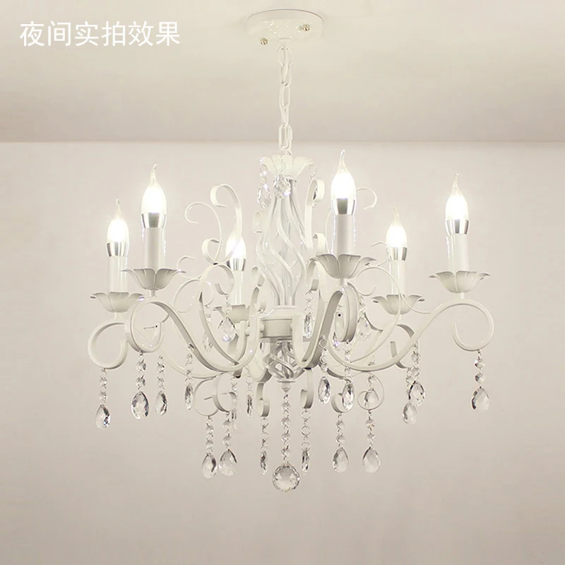 

chandelier Bedroom European style Princess Room pink girl warm marriage room lamp Korean pastoral crystal lamp Candle Chandelier