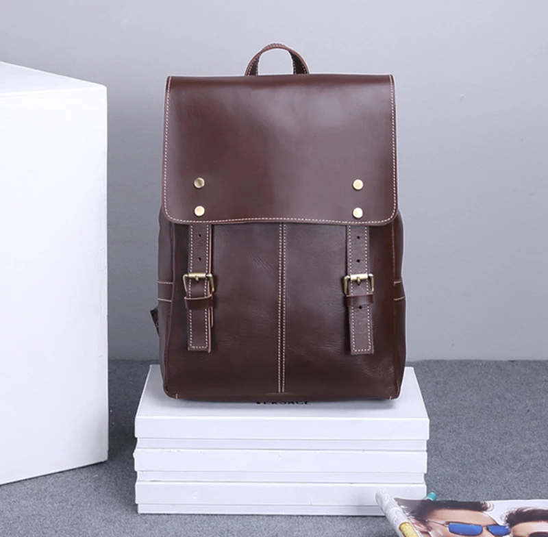 

Artmi Men's Genuine Leather Travel Backpack Student Shoulder Bag Men's Backpack Outdoor Computer Bag