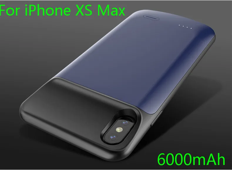 6000 мАч чехол для iPhone XS Max Силиконовый противоударный чехол для зарядного устройства для iPhone XR X XS Внешний чехол для банка питания - Цвет: XS Max-Blue