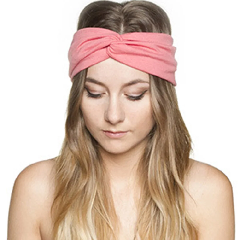 Твист Тюрбан повязка на голову для женщин банты эластичные спортивные повязки для волос повязки на голову для йоги головные уборы для девочек аксессуары для волос