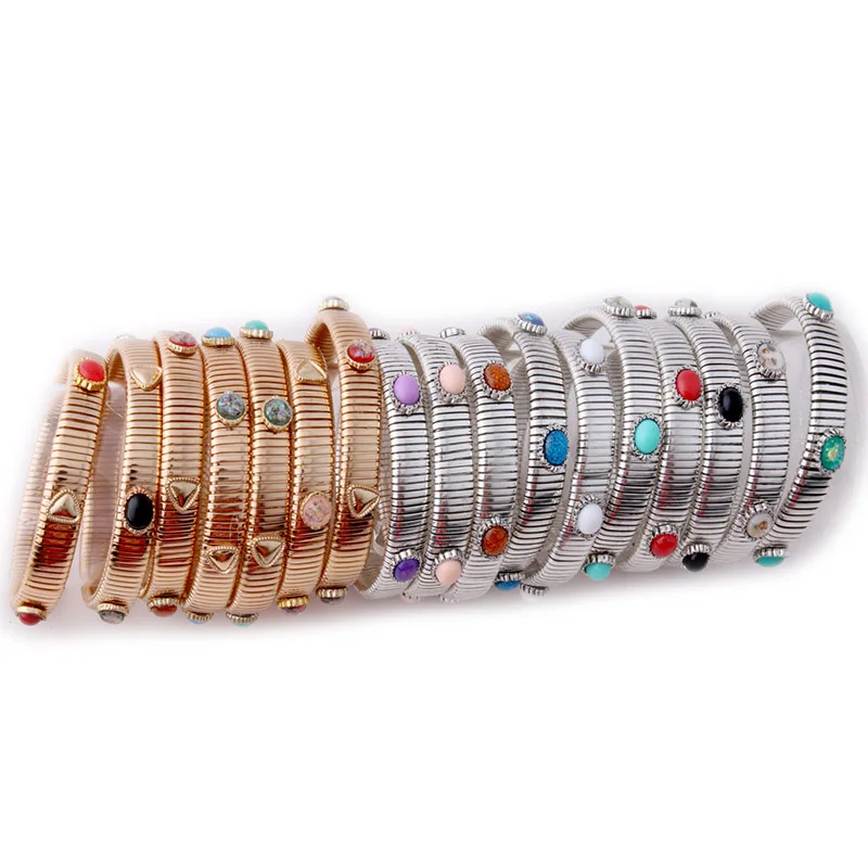 

Spring chain Bracelet Copper Natural stone Bracelets Bohemia de Madera Pulseira Estrela de Cinco Elastic Perles