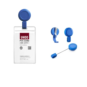 

2pcs/pack UHOO Retractable With Clips ID Card Badge Holder Transparent Reel Soft Name Tag Badge Office Company Work Wholesale