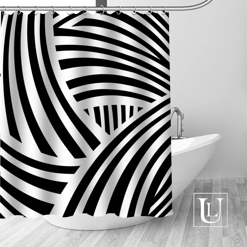 shower curtain Водонепроницаемая занавеска для ванной комнаты s Современная черная и белая линия занавеска для душа полиэфирная Ванна Экраны Регулируемая штора - Цвет: shower curtain