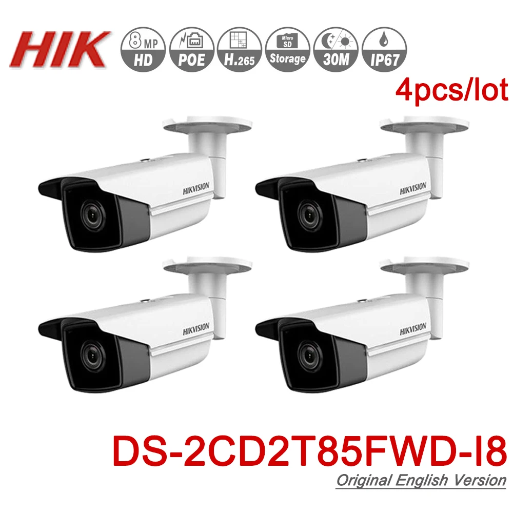 Hik оригинальная цилиндрическая ip камера DS 2CD2T85FWD I8 8mp сетевая Проводная PoE 80 m ИК