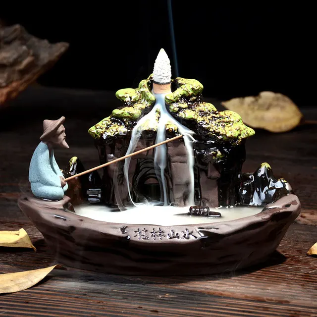 Backflow Incense Burner Home Decor Ceramic Smoke Backflow Incense Stick