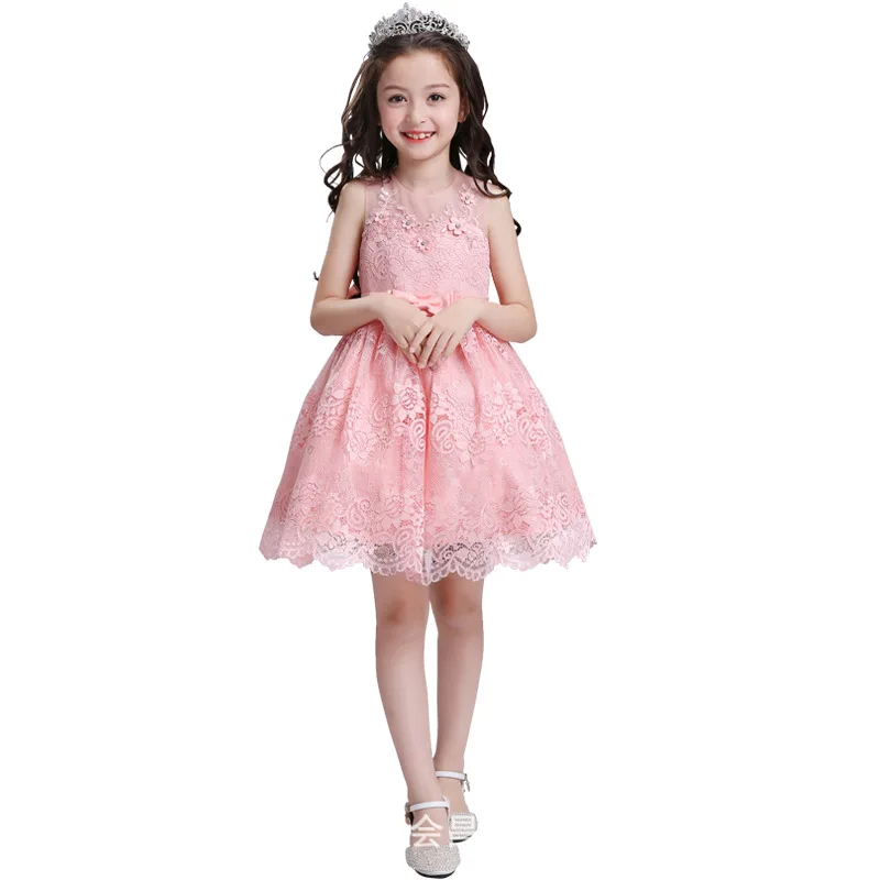 Элегантные красивые кружевные праздничные Платья с цветочным узором для девочек одежда для малышей Бальные платья на день рождения для подростков