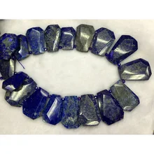 Натуральный Синий Лазурит ручной огранки граненые плоские самородки свободной формы свободные 20-30 мм бусины сверла сторона 1" 04239
