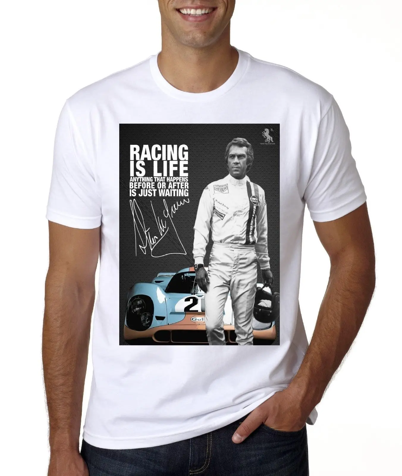 

NEW STEVE MCQUEEN LE MANS T-SHIRT SIZES FROM MED -3XL hoodie hip hop t-shirt jacket croatia leather tshirt denim clothest shirt